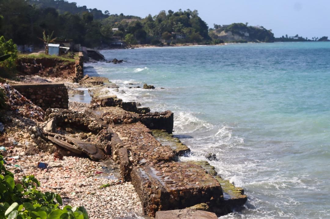 Sea damage along the Dame Marie coastline